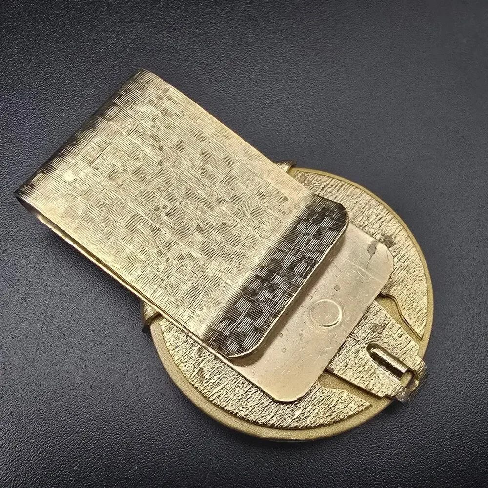 Vintage Horse Equestrian Themed Money Clip Gold Tone #1